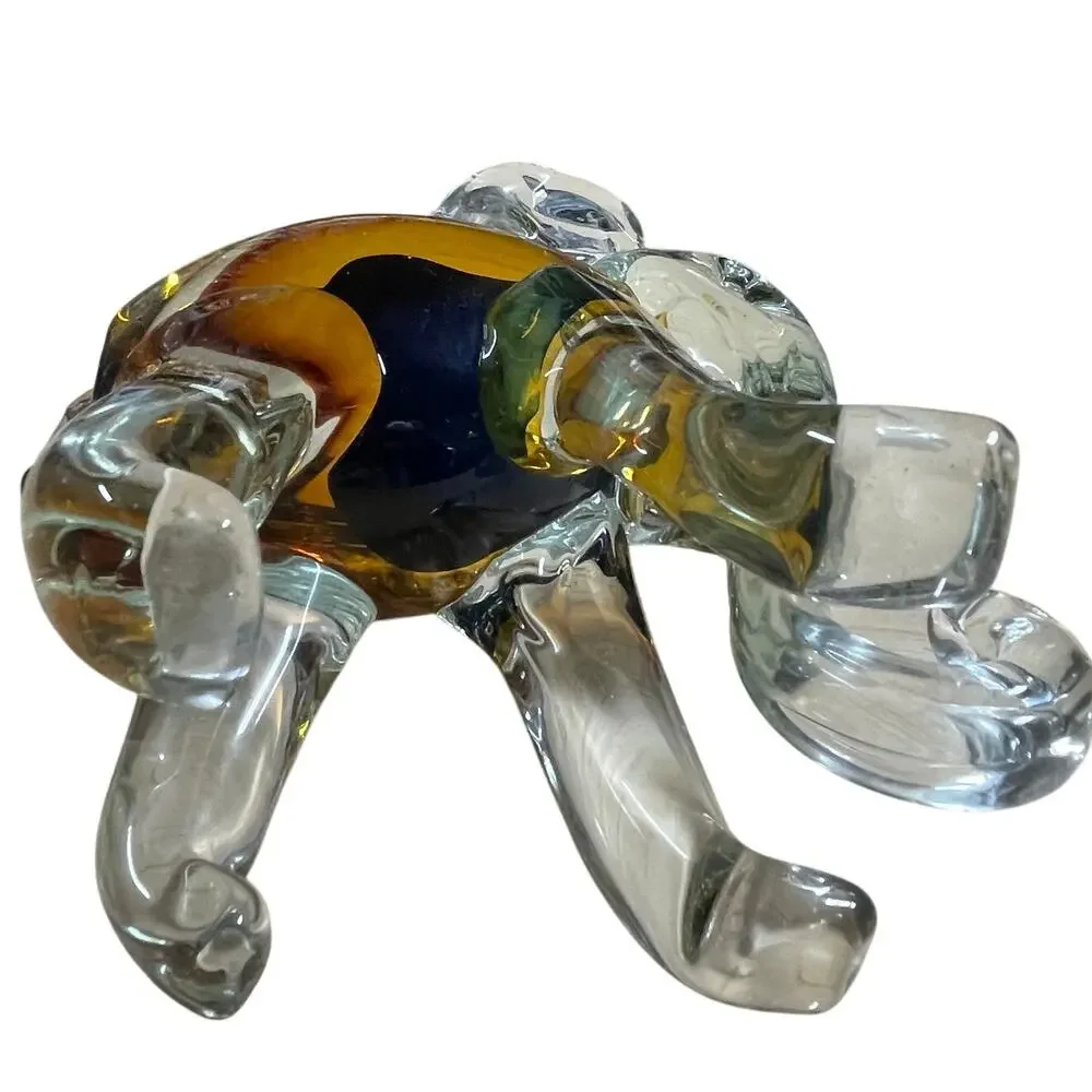 Amber Vintage Campo Art Glass Murano Style Elephant 7 Inch Excellent Condition